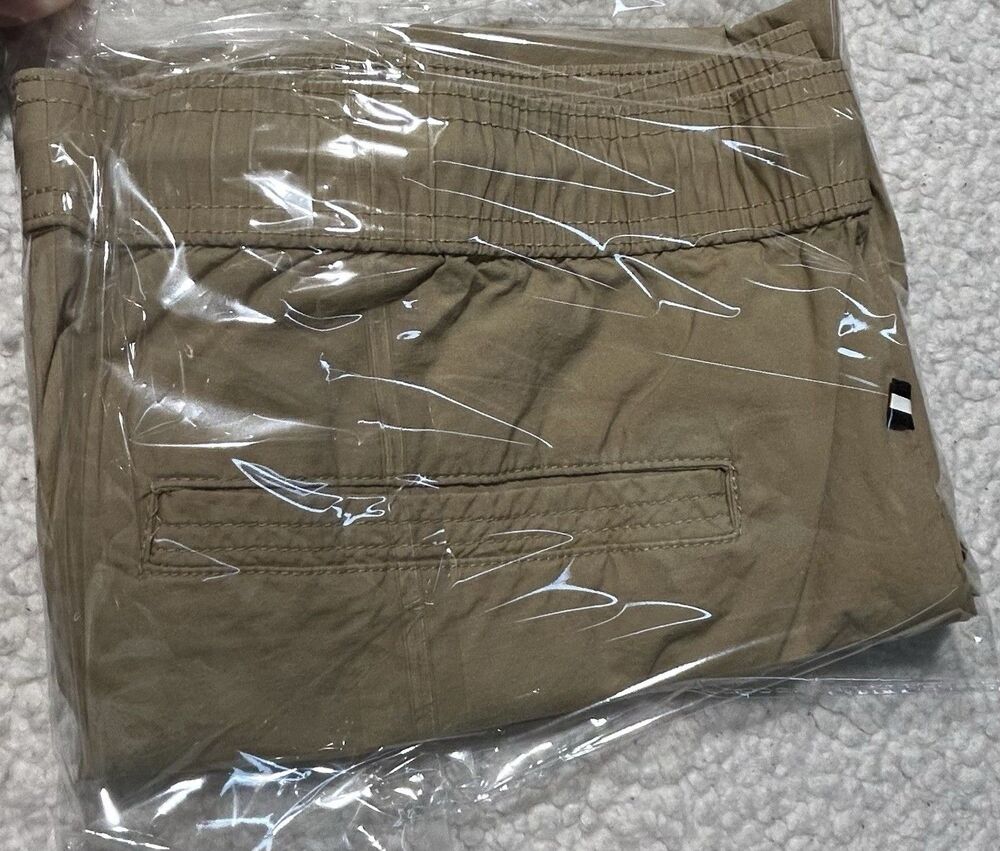 Edgar + Ash Men Shorts Size L Tan Khaki Elastic Waist Cotton Stretch Pull On - Picture 9 of 9